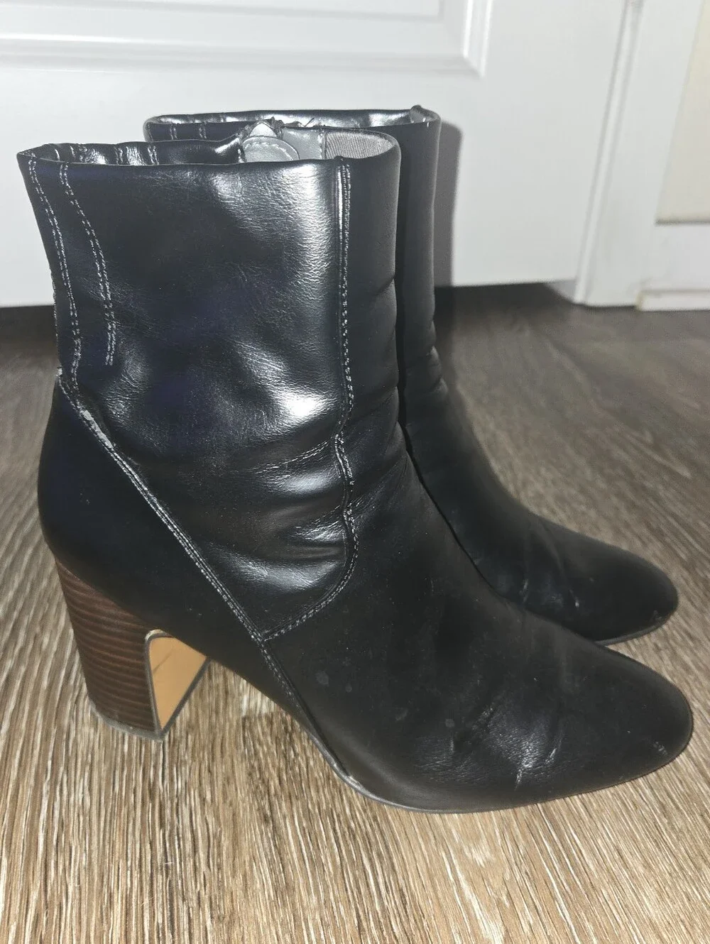 Franco Sarto Ponte Women's Black Zip Heel Boots Booties Size 9